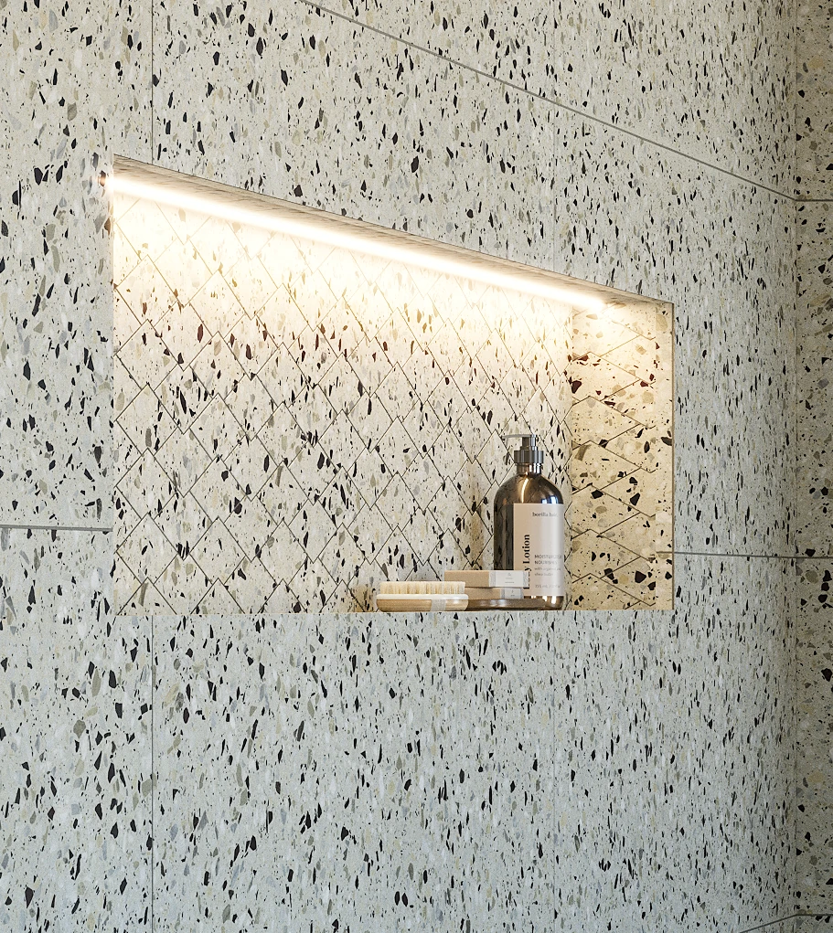 Terrazzo Allure™ Mesquite Diamond Matte Flooring visualization by MILE®stone